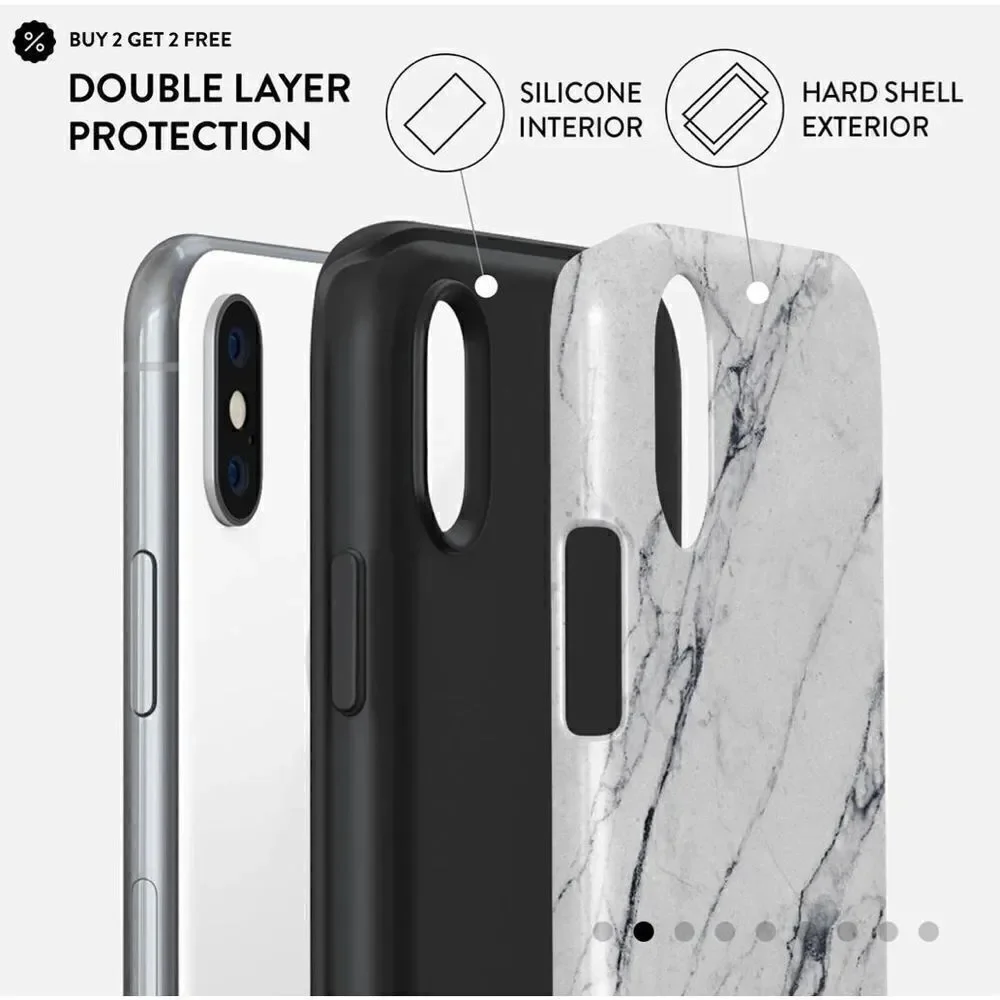 Burga Satin White - Marble iPhone X / XS Case & Marble Ring Holder Set Preowned